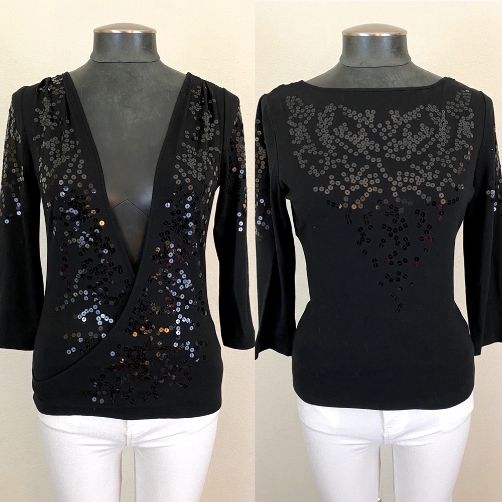 90s Vintage Moschino Reversible Sequin Low Cut Top